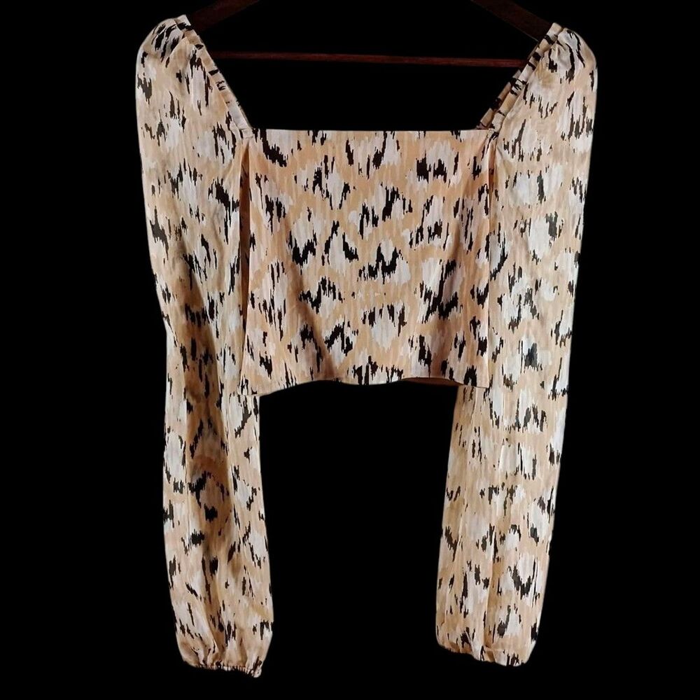 Coastal Cowgirl XS Crop Top Idyllwind Western Smocked Tie Front Top Long Sleeve - Picture 6 of 9